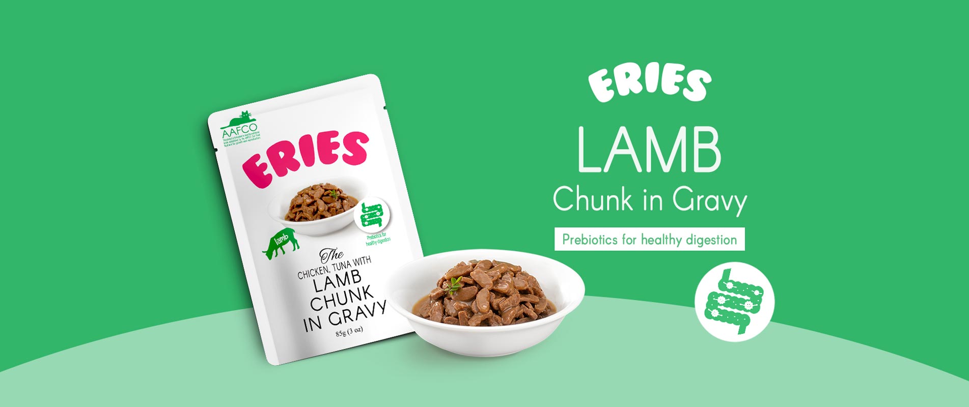 Chicken, Tuna with Lamb Chunk in Gravy