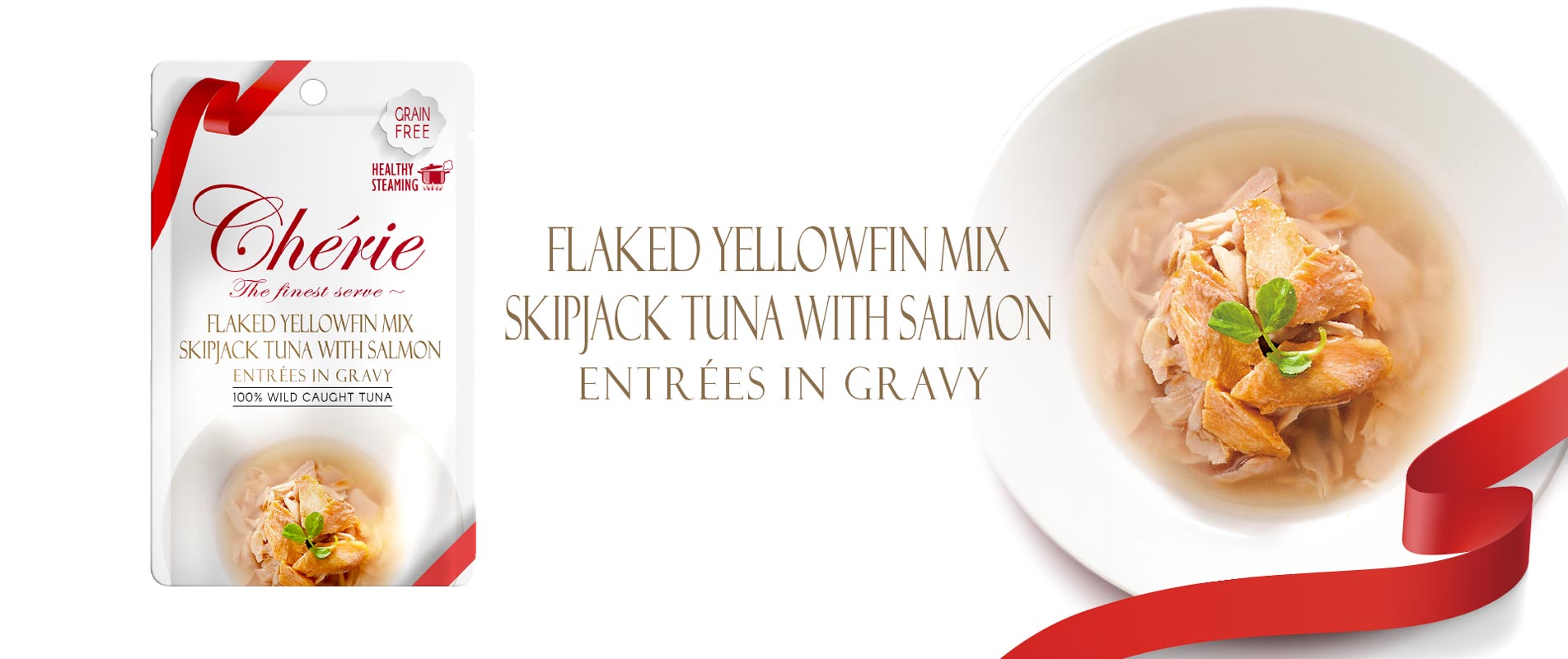 Flaked Yellowfin mix Skipjack Tuna with Salmon Entrees in Gravy