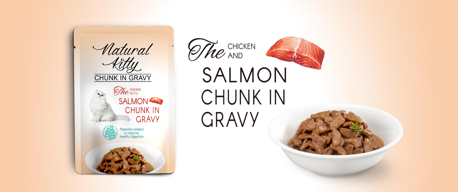 Chicken with Salmon Chunk in Gravy